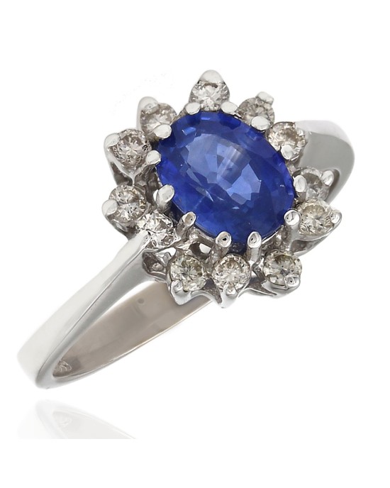 LeVian 18KW Sapphire and Diamond Ring