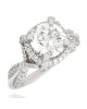 Twist Band Diamond Halo Engagement Ring with 2.30ct Center in 18kw