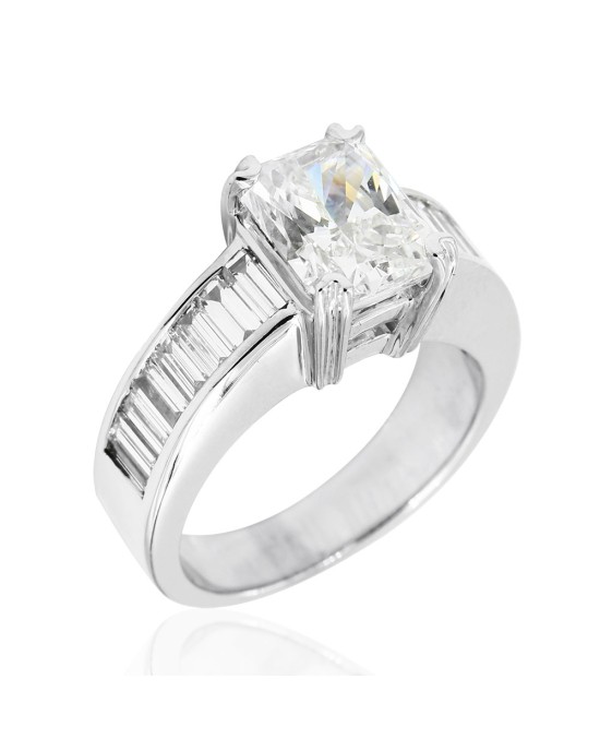 GIA Certified Radiant Cut Diamond Solitaire Ring in 14KW