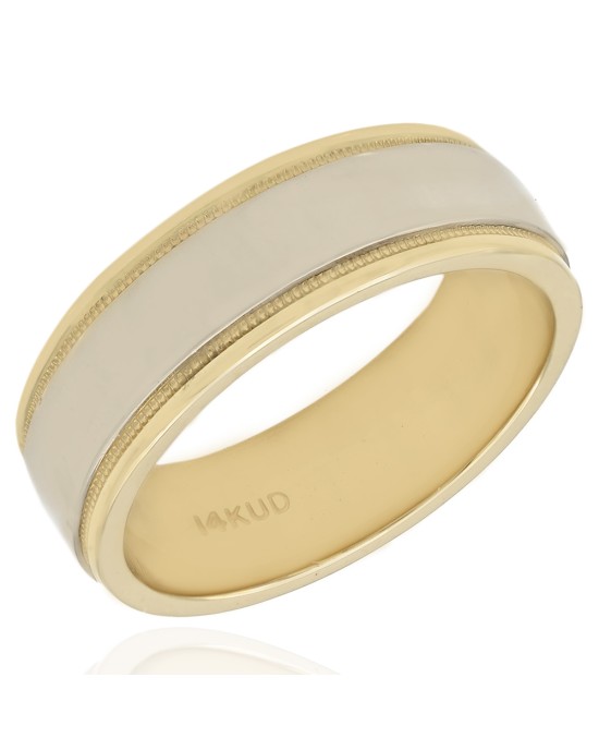 2 Tone Grooved Edge Band Ring