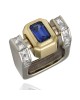 Emerald Cut Sapphire and Diamond Ring in Gold