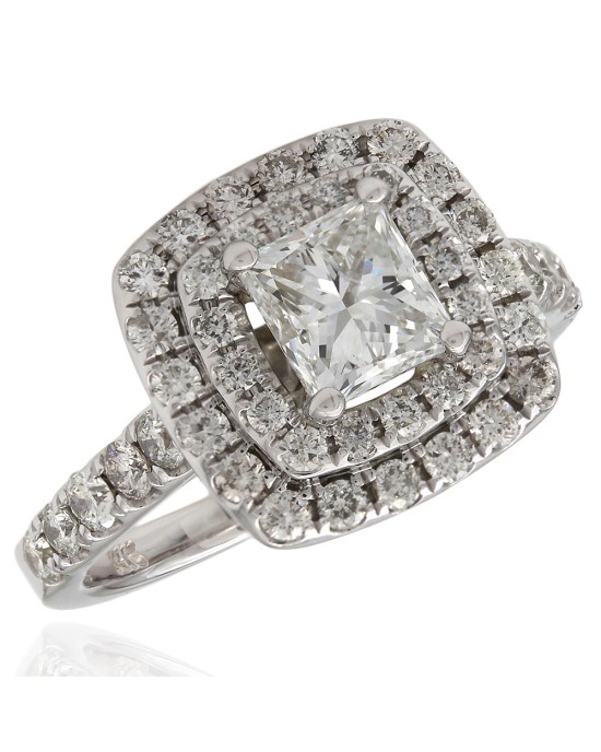 Princess Diamond Double Halo Solitaire Ring