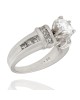 Round Diamond Solitaire Engaement Ring with Princess Diamond Side Stones