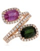 Green Tourmaline and Pink Sapphire Diamond Bypass Ring