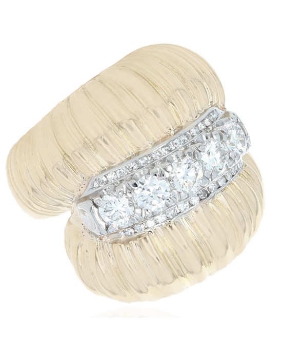 Diamond Fluted Shrimp Fashion Ring