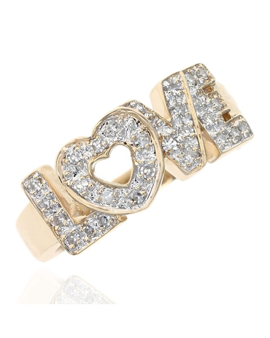 Diamond Pave LOVE Band in Gold