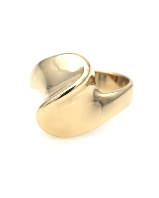 High Polish Contemporary Bypass Ring in Gold