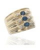 Sapphire and Diamond Grooved Tapered Band