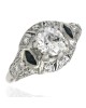 European Cut Diamond Vintage Solitaire Ring in Platinum