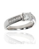 Princess and Round Diamond Square Shank Engagement Ring