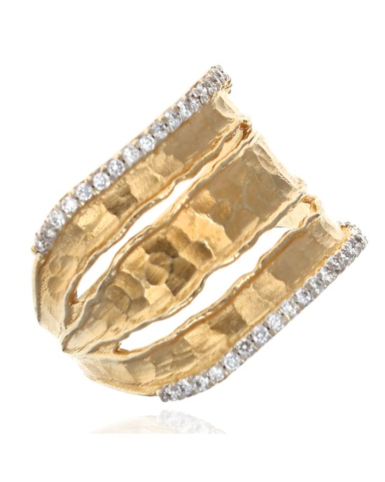 Diamond Hammered Open Cut Contemporary Ring