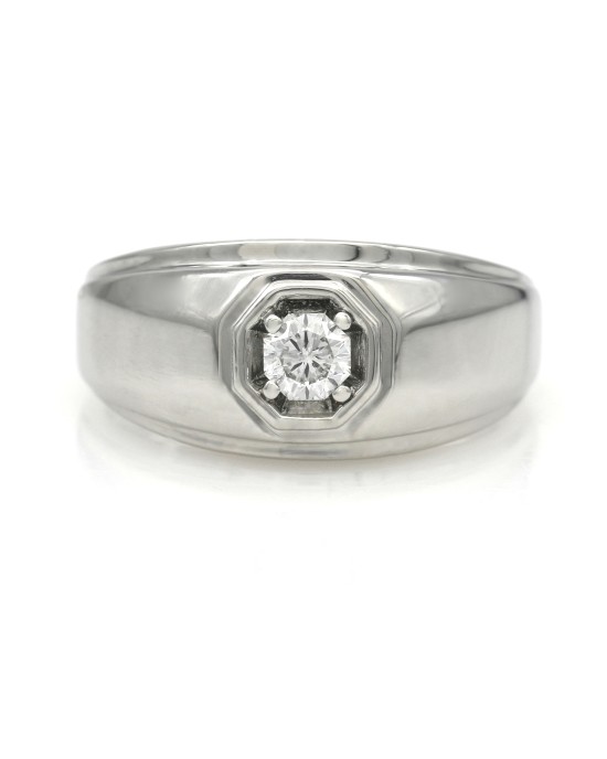 Gentlemans Diamond Solitaire Tapered Ring