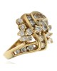 Diamond Flower Bypass Ring in Yellow Gold