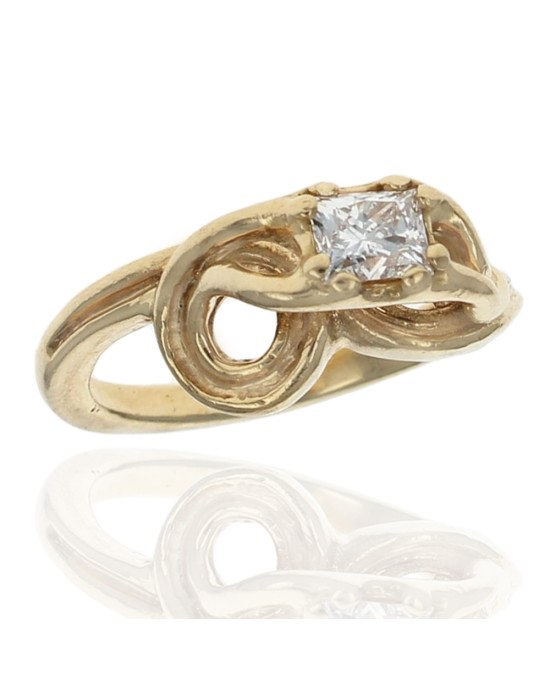 Radiant Diamond Solitaire Contemporary Swirl Ring