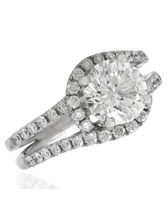 GIA Certified Round Brilliant Cut Diamond Solitaitre Ring in 14KW