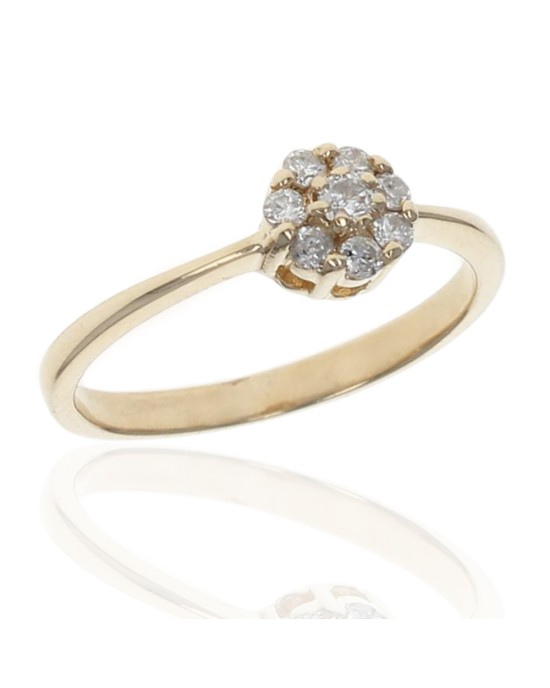 Diamond Flower Ring in 14K Yellow Gold