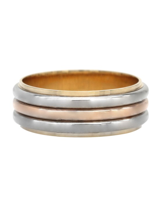 Gentlemans 3 Tone 3 Row Band Ring
