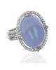13.00ct Chalcedony and Diamond Halo Ring in White Gold
