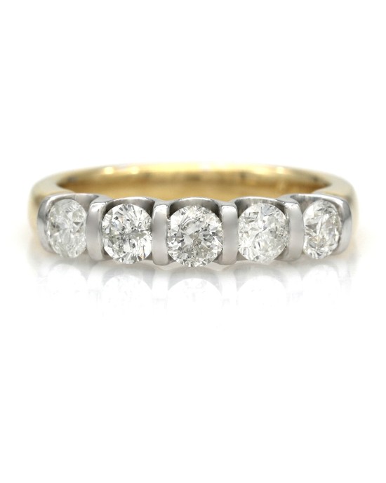 Shared Bezel Set 5 Stone Diamond Ring