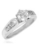 0.75ct Round Brilliant Diamond Engagement Ring with Round and Baguette Side Diamonds