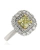 GIA Certified Fancy Yellow Cushion Cut Diamond Double Halo Ring in 18K2T