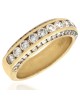 Diamond Band with Diamond Step Sides in Yellow Gold