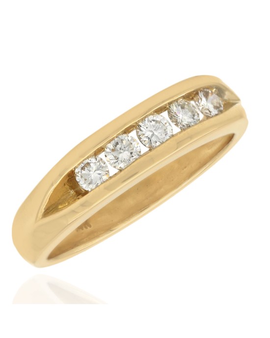 Gentleman's Channel Set Diamond Band in Yellow Gold