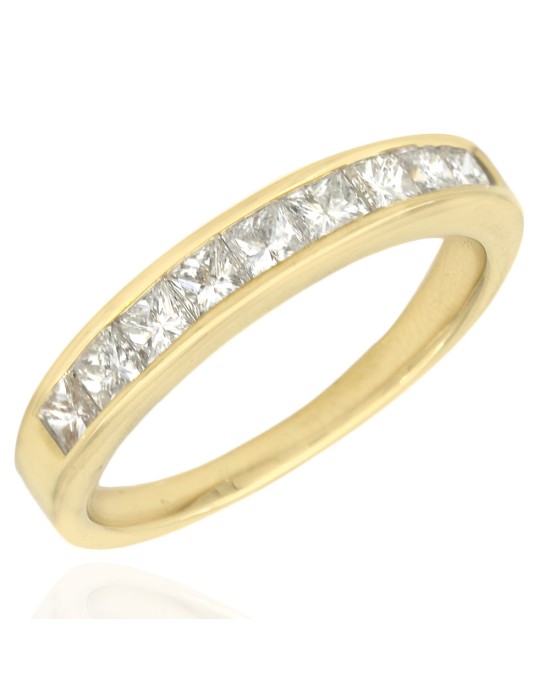 Channel Set Diamond Tapered Band in Yellow Gold