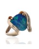 Ethiopian Boulder Opal and Diamond Free Form Ring