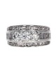 3 Row Round and Baguette Diamond Wedding Ring