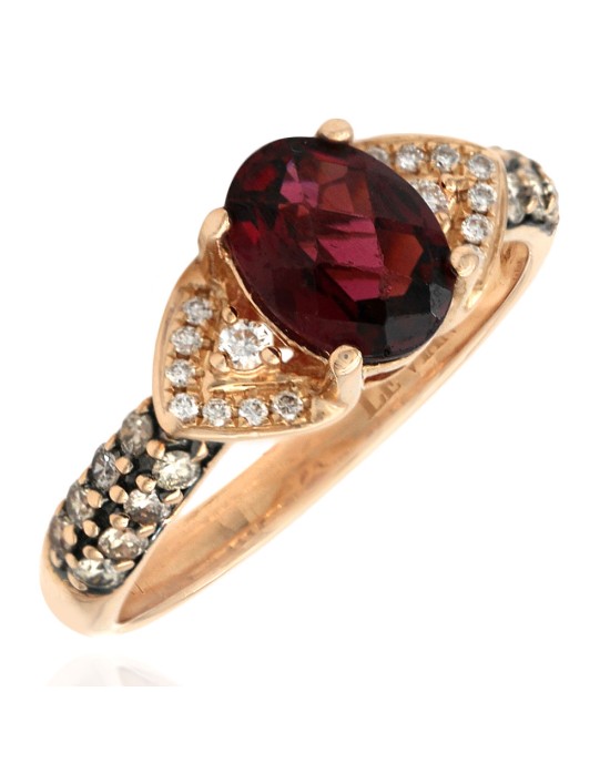 LeVian Pyrope/Almandine Garnet and Diamond Accent Ring in Rose Gold