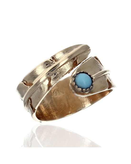 Turquoise Cabochon Feather Wrap Ring