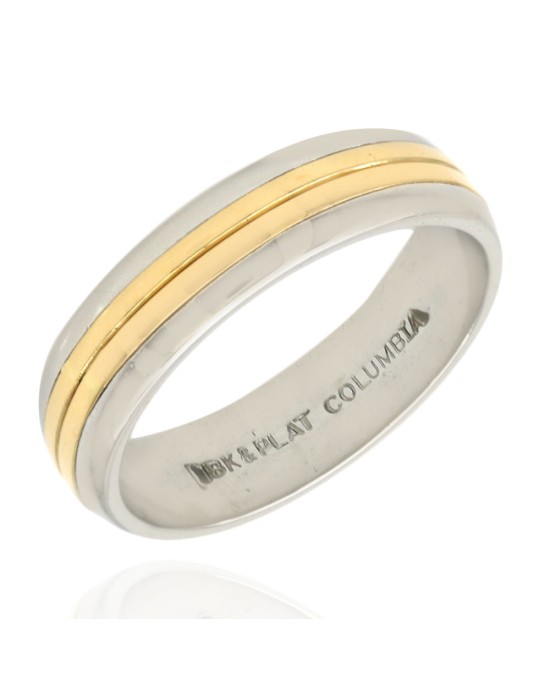 Gentlemans Grooved Band in Gold and Platinum