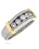 Gentleman's 5 Stone Diamond Ring in White and Yellow Gold