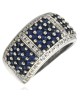 Blue Sapphire and Diamond Pave Wide Band in White Gold