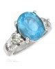 Oval Blue Topaz and Diamond Ring in White Gold