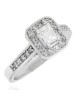Emerald Cut and Round Diamnd Halo Engagement Ring
