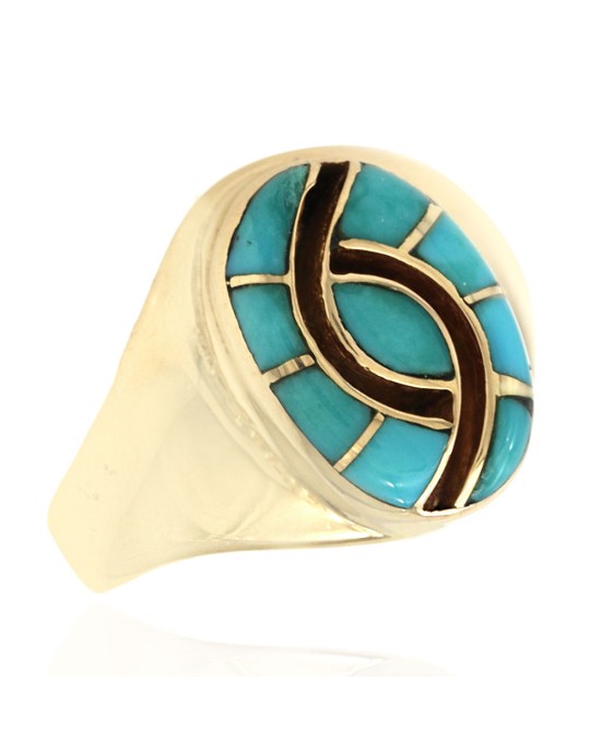 Turquoise Panel Inlay Tapered Ring