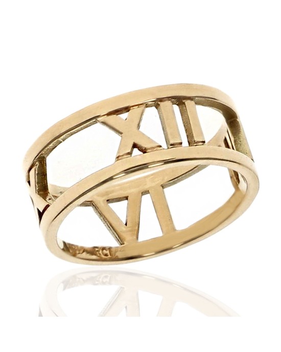 Open Cut Roman Numeral Band in Yellow Gold