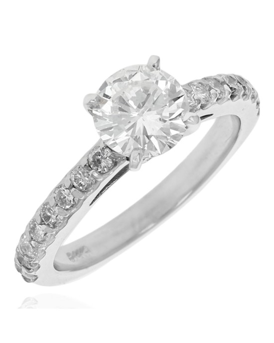 Diamond Solitaire Engagement Ring in White Gold