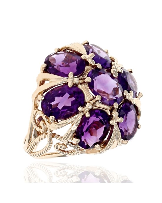 Amethyst Dome Ring in Gold