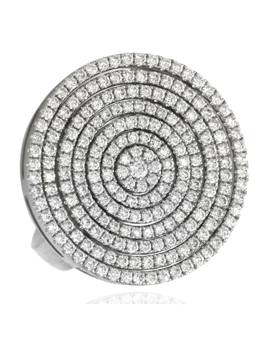 Diamond Pave 8 Row Circle Ring in White Gold