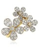 Diamond Pave Triple Flower Ring in Yellow Gold