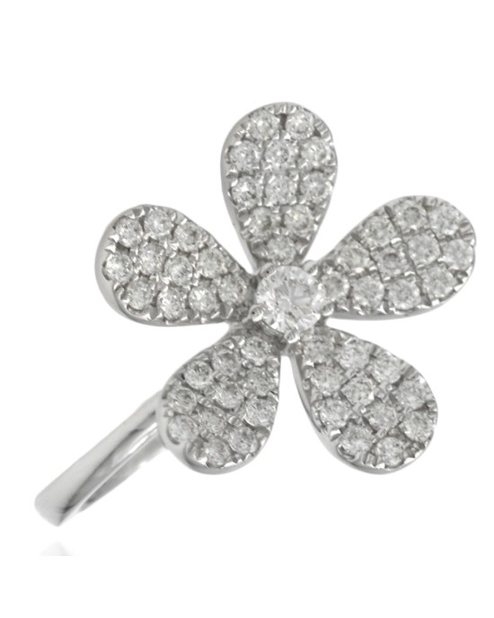 18kw Diamond Pave Flower Ring in White Gold