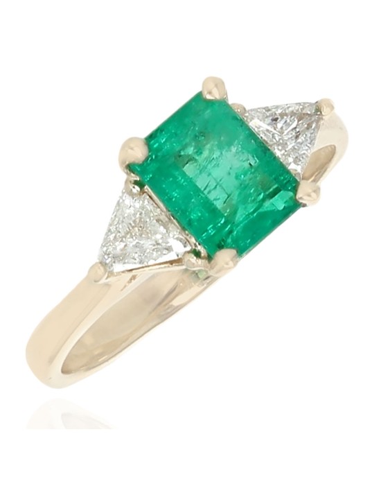 Emerald and Diamond Accent Ring in Yellow Gold