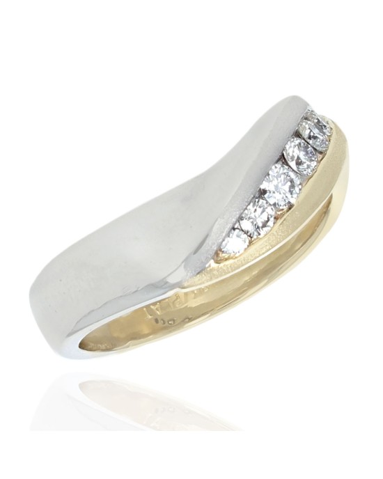 Diamond Band in Yellow Gold and Platinum