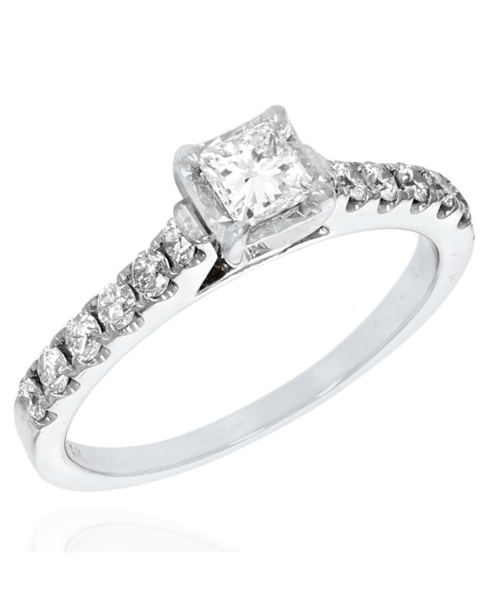 Princess Diamond Solitaire Round Diamond Engagement Ring