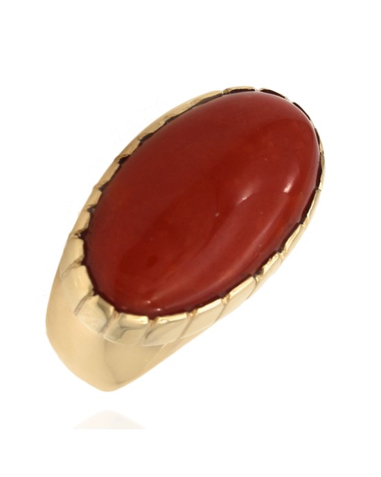 Elias Red Coral Cabochon Ring