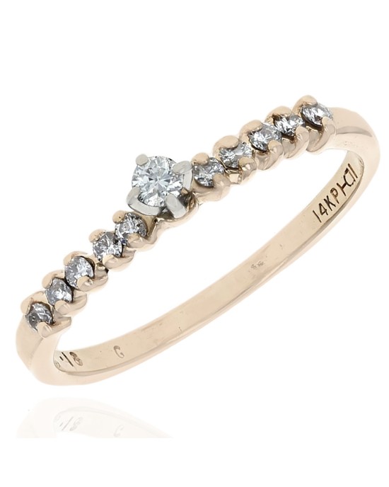 Thin Diamond Ring in White and Yellow Gold