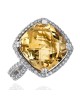 Citrine Cushion Diamond Halo Ring